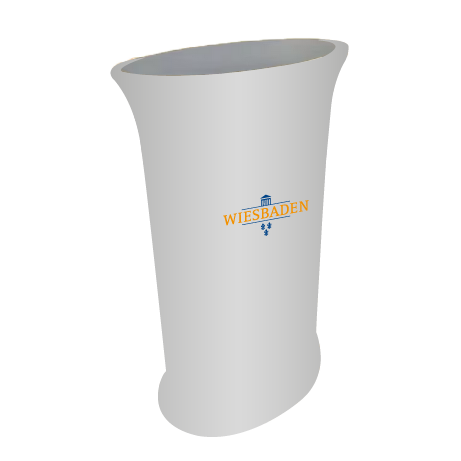 Messetheke ZIPP | B 56,5 cm x H 102 cm x T 39,7 cm | bedruckt